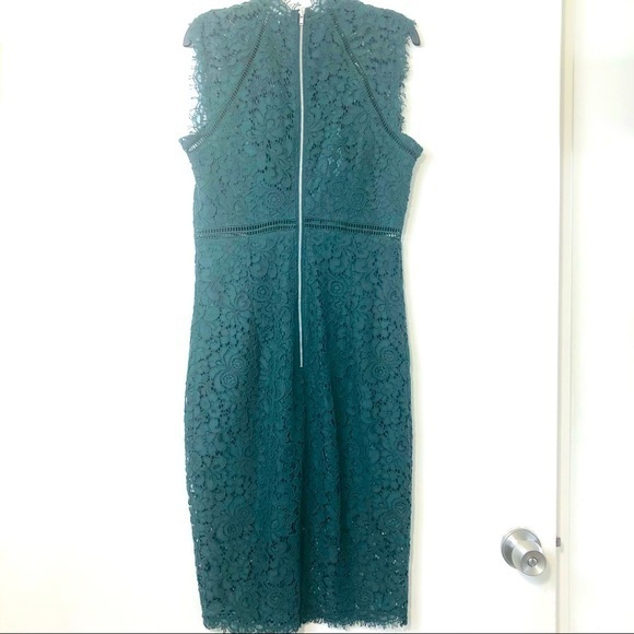 SOLD Bardot Deep Emerald Green "PARIS" Lace Overlay Dress- Size 6/S - Picture 4 of 16